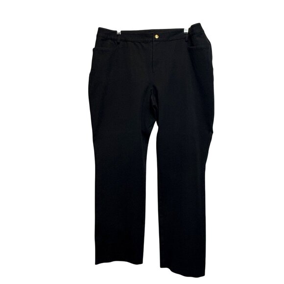 LRL Lauren Ralph Lauren Womens Black Stretch Straight  Pants Size 16W - Picture 1 of 6